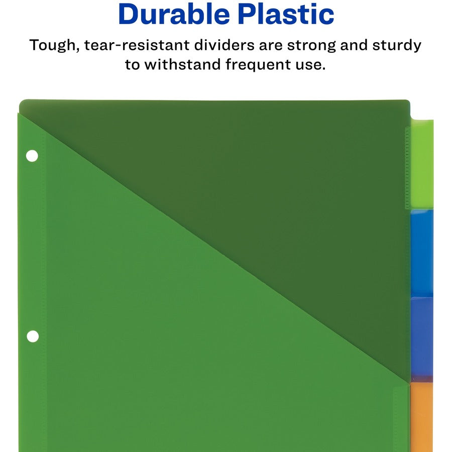 Avery® Big Tab Tab Divider - 5 x Divider(s) - 1/5 - 5 - 5 Tab(s)/Set - 9.3" Divider Width x 11.25" Divider Length - 3 Hole Punched - Multicolor Plastic Divider - Multicolor Plastic Tab(s) - Insertable, Hole-punched, Customizable, Durable, Tear Resi...