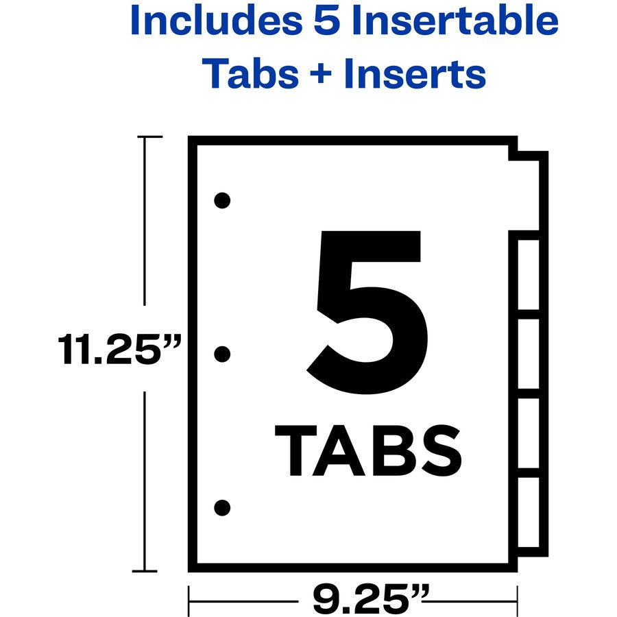 Avery® Big Tab Tab Divider - 5 x Divider(s) - 1/5 - 5 - 5 Tab(s)/Set - 9.3" Divider Width x 11.25" Divider Length - 3 Hole Punched - Multicolor Plastic Divider - Multicolor Plastic Tab(s) - Insertable, Hole-punched, Customizable, Durable, Tear Resi...