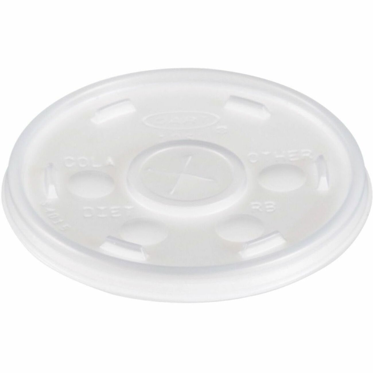 Dart 10 oz HIPS Plastic Straw-Slotted Lid - Translucent - 3.5" Diameter - High Impact Polystyrene (HIPS) - Translucent - 100 / Pack