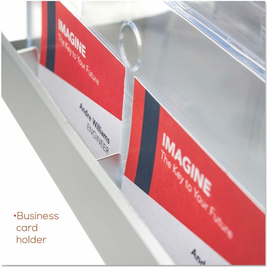 Deflecto Contemporary Literature Holder - 3 Tier(s) - 13.31" Height x 11.24" Width x 6.94" Depth - Floor - Silver - 1 Each