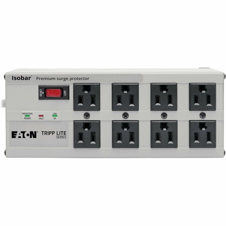 Tripp Lite series 8-outlet Premium Surge Suppressor - Light Gray - NEMA 5-15P - 8 x NEMA 5-15R - 1440 VA - 3840 J - 120 V AC Input - 120 V AC Output - 61 kA - 12 ft