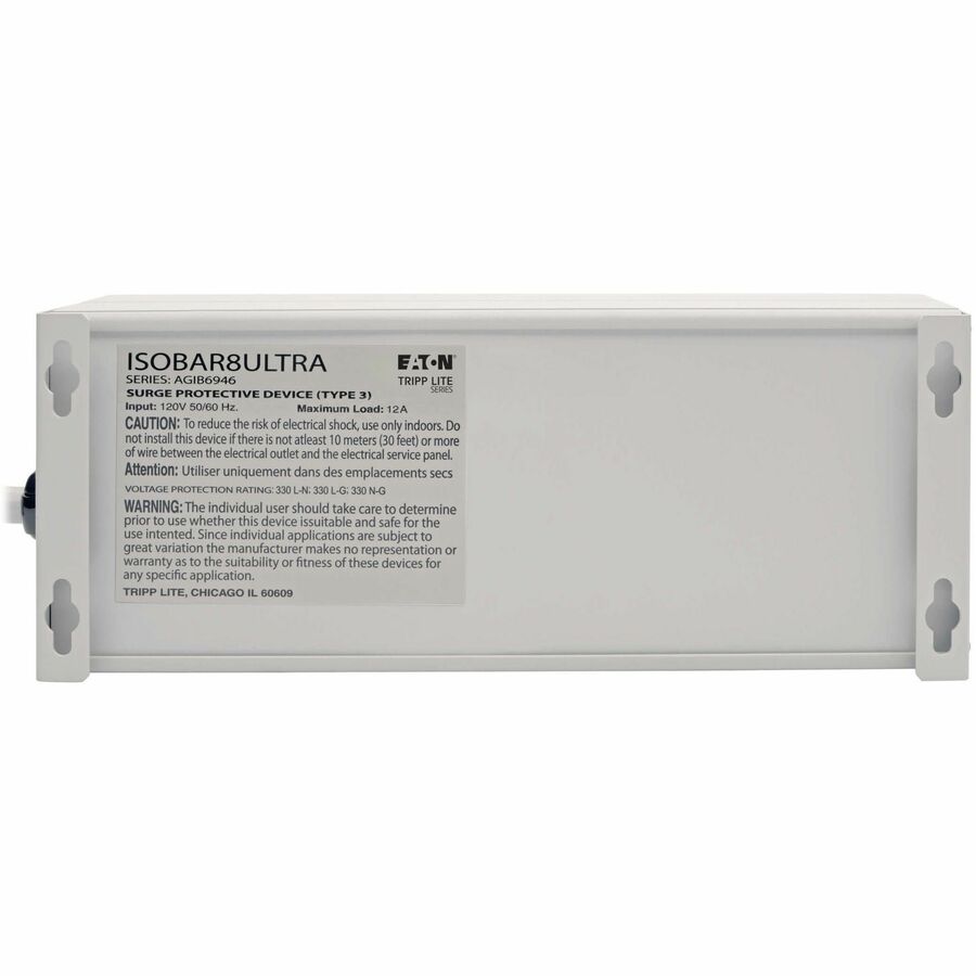 Tripp Lite series 8-outlet Premium Surge Suppressor - Light Gray - NEMA 5-15P - 8 x NEMA 5-15R - 1440 VA - 3840 J - 120 V AC Input - 120 V AC Output - 61 kA - 12 ft