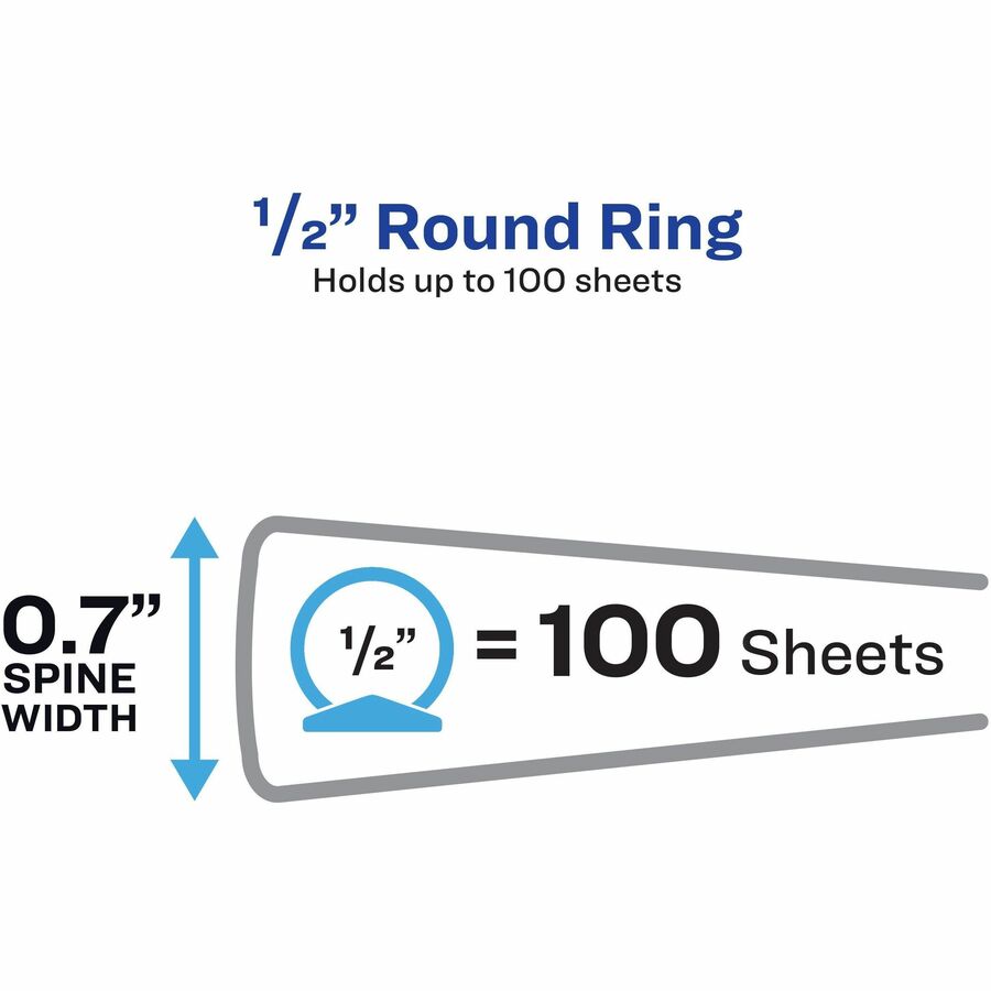Avery Mini Durable View 3 Ring Binder, 0.5" Round Rings, White - Avery® Mini Durable View 3 Ring Binder, 0.5" Round Rings, Holds 5.5" x 8.5" Paper, 1 White Binder (27726)