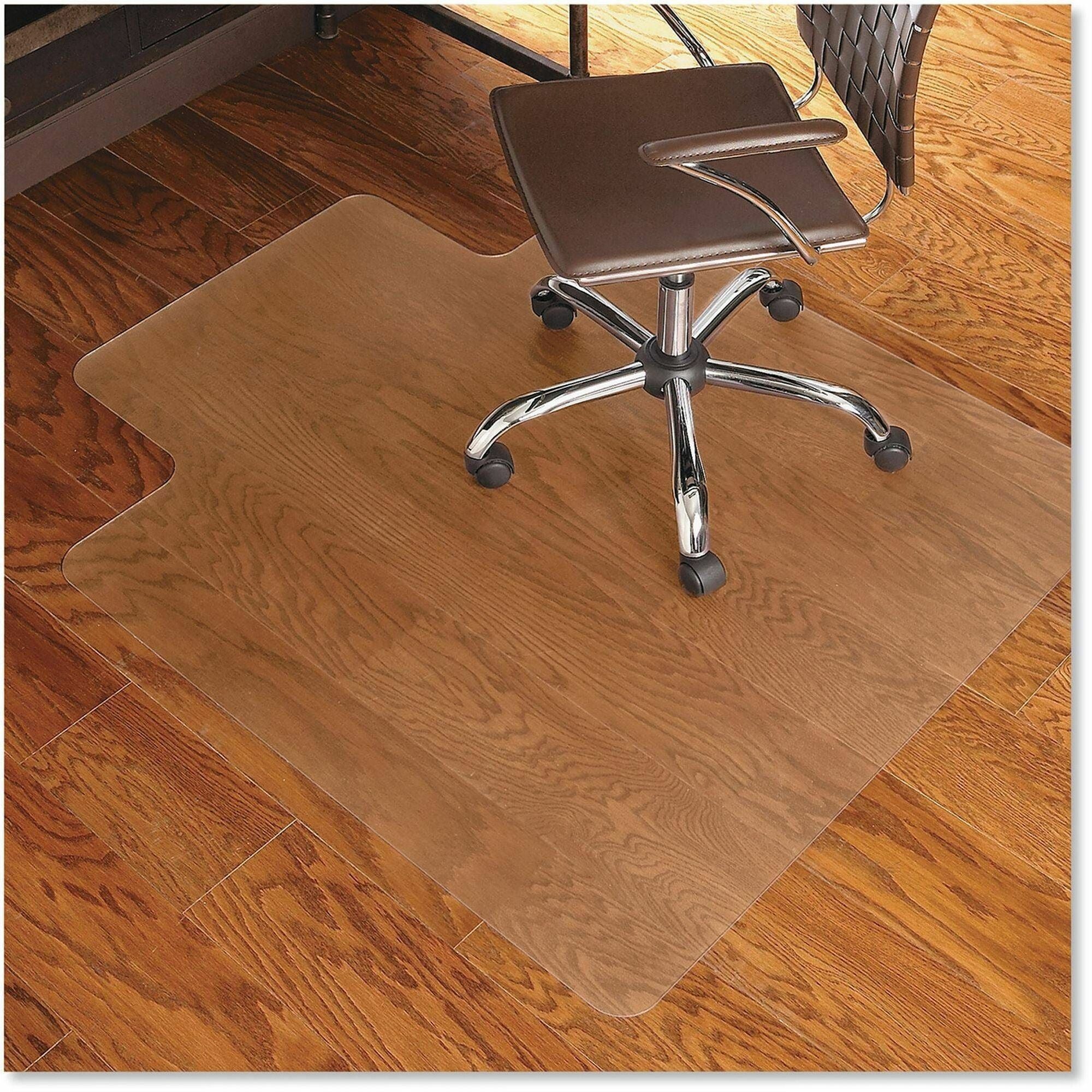 ES ROBBINS Economy Series Hardwood Chairmats - Hard Floor, Wood Floor, Tile Floor - 53" Length x 45" Width - Lip Size 12" Length x 25" Width - Rectangular - Vinyl - Clear - 1 Each