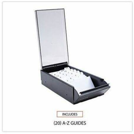 Universal Business Card File - 600 Card Capacity - For 3.50" x 2" Size Card - 20 Index Guide - Black - Metal, Plastic