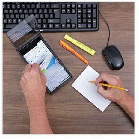 Universal Business Card File - 600 Card Capacity - For 3.50" x 2" Size Card - 20 Index Guide - Black - Metal, Plastic