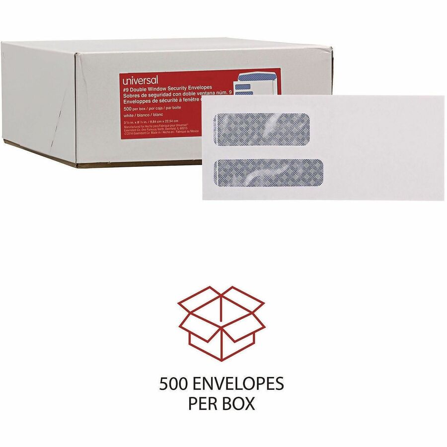 Universal Envelope - Business - #9 - 24 lb - Gummed - White - Paper Stock - 500 / Box