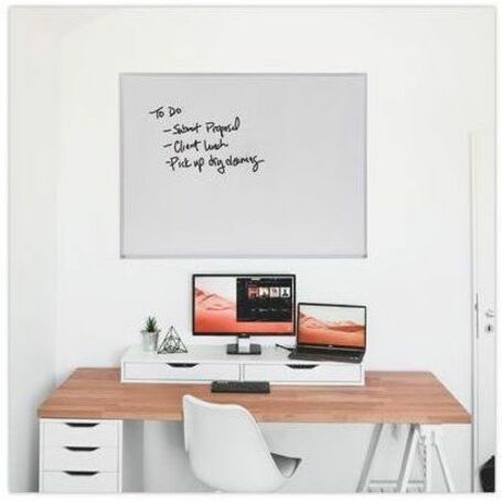 Universal Dry Erase Board - 48" (4 ft) Width x 36" (3 ft) Height - White Melamine Surface - Anodized Aluminum Frame - 1 Each