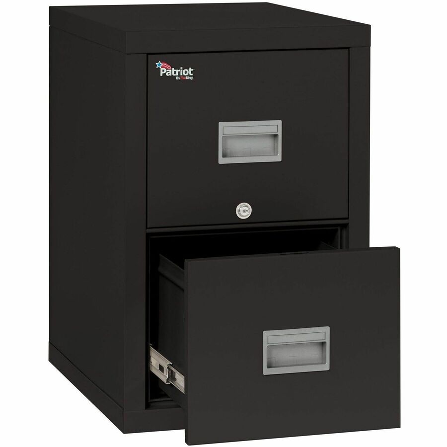 FireKing Patriot Series 2-Drawer Vertical Files - 17.7" Width x 25" Depth x 27.7" Height - 2 x Drawer(s) for File - Legal, Letter - Vertical - Fire Proof, Impact Resistant, Locking Drawer, Scratch Resistant, Recessed Handle, Ball Bearing Slide - Black ...