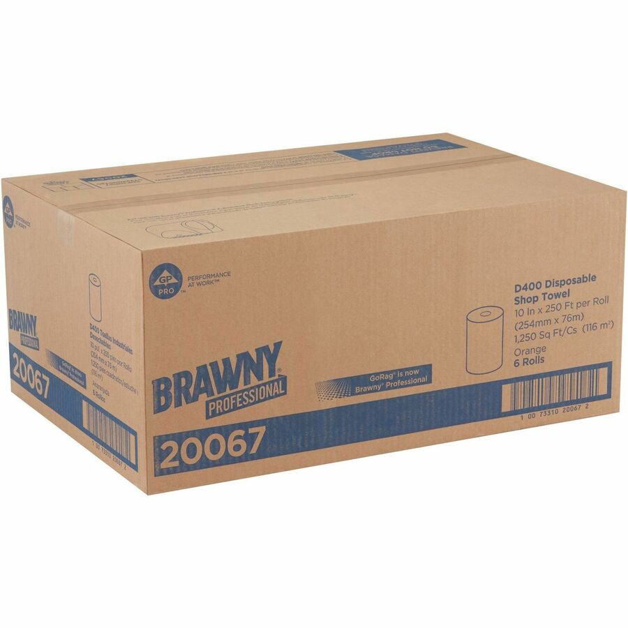 Brawny® Professional Cleaning Towel - 10" Width x 20.83 ft Length - Orange - 6 / Case