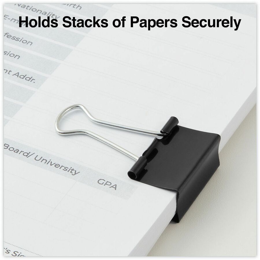 Universal Binder Clips with Storage Tub, Medium, Black/Silver, 24/Pack - Medium - 1.3" Width - 0.63" Size Capacity - Black, Silver - Metal, Steel Wire - 24 / Pack