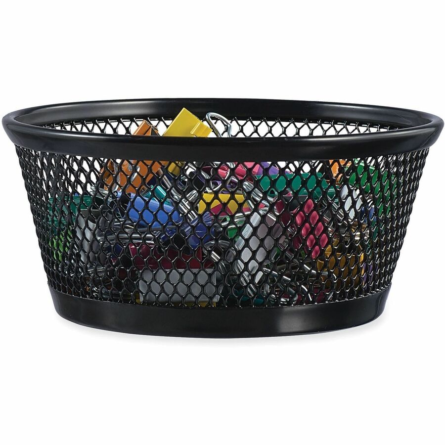 Universal Jumbo Mesh Storage Dish, 4.38" Diameter x 2"h, Black - 1 Compartment(s) - 2" Height - Black - Wire Mesh - 1 Each