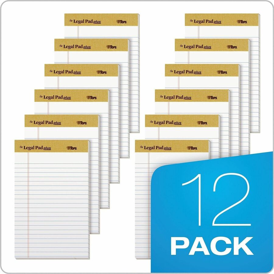 TOPS Binding Letr - Trim Perf. Writing Pads - Jr.Legal - 50 Sheets - 16 lb Basis Weight - Jr.Legal - 8" x 5" Sheet Size - 2.50" Height x 8" Width x 5" Length - White Paper - Perforated, Acid-free - 12 / Dozen