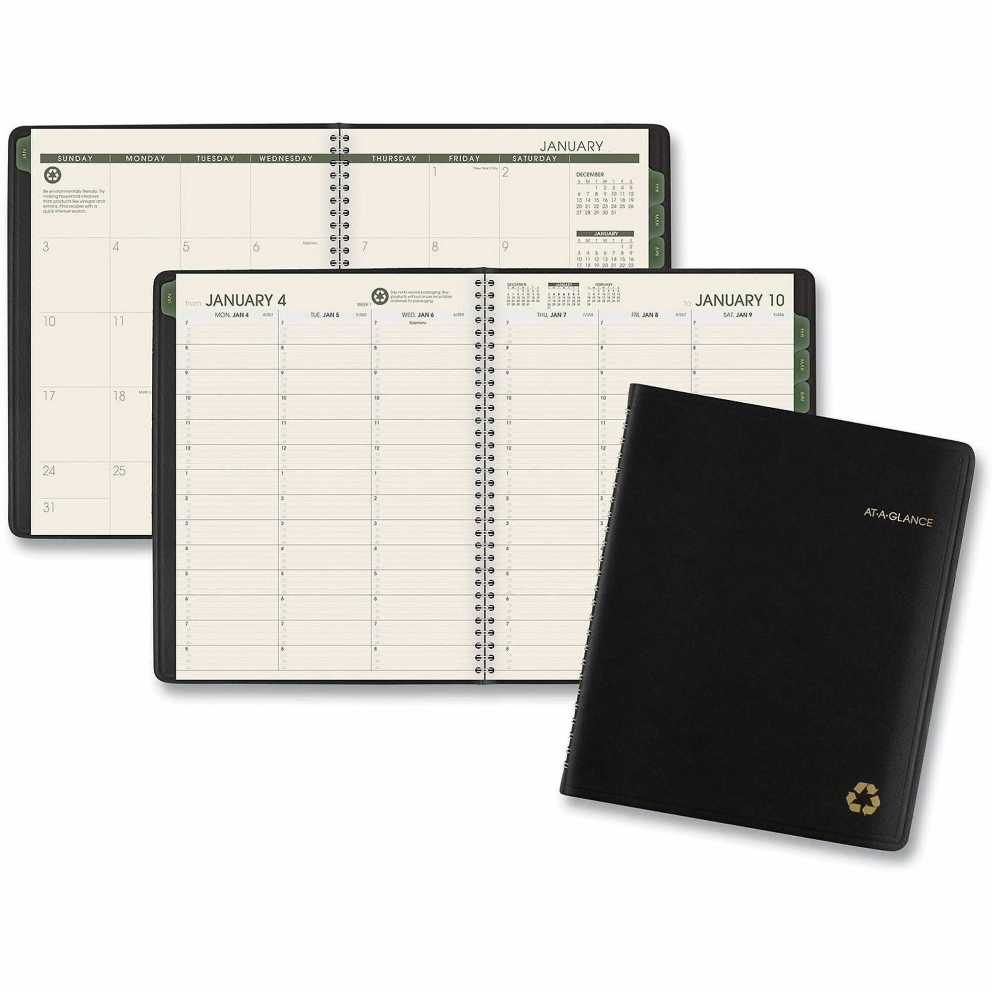 At-A-Glance Large Weekly/Monthly Desk Appointment Book - Medium - Julian Dates - Monthly, Weekly - 1 Year - January 2026 to December 2026 - 7:00 AM to 8:45 PM - Quarter-hourly, 7:00 AM to 5:30 PM - 1 Week, 1 Month Double Page Layout - 7" x 8 3/4" Sheet...