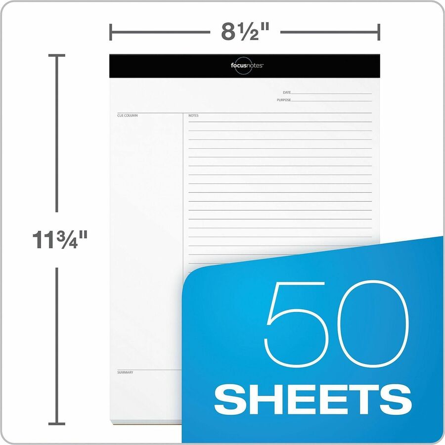 TOPS FocusNotes Legal Pad - Legal - 50 Sheets - Double Stitched - 16 lb Basis Weight - Legal - 8 1/2" x 11 3/4" Sheet Size - White Paper - Perforated - 1 Each