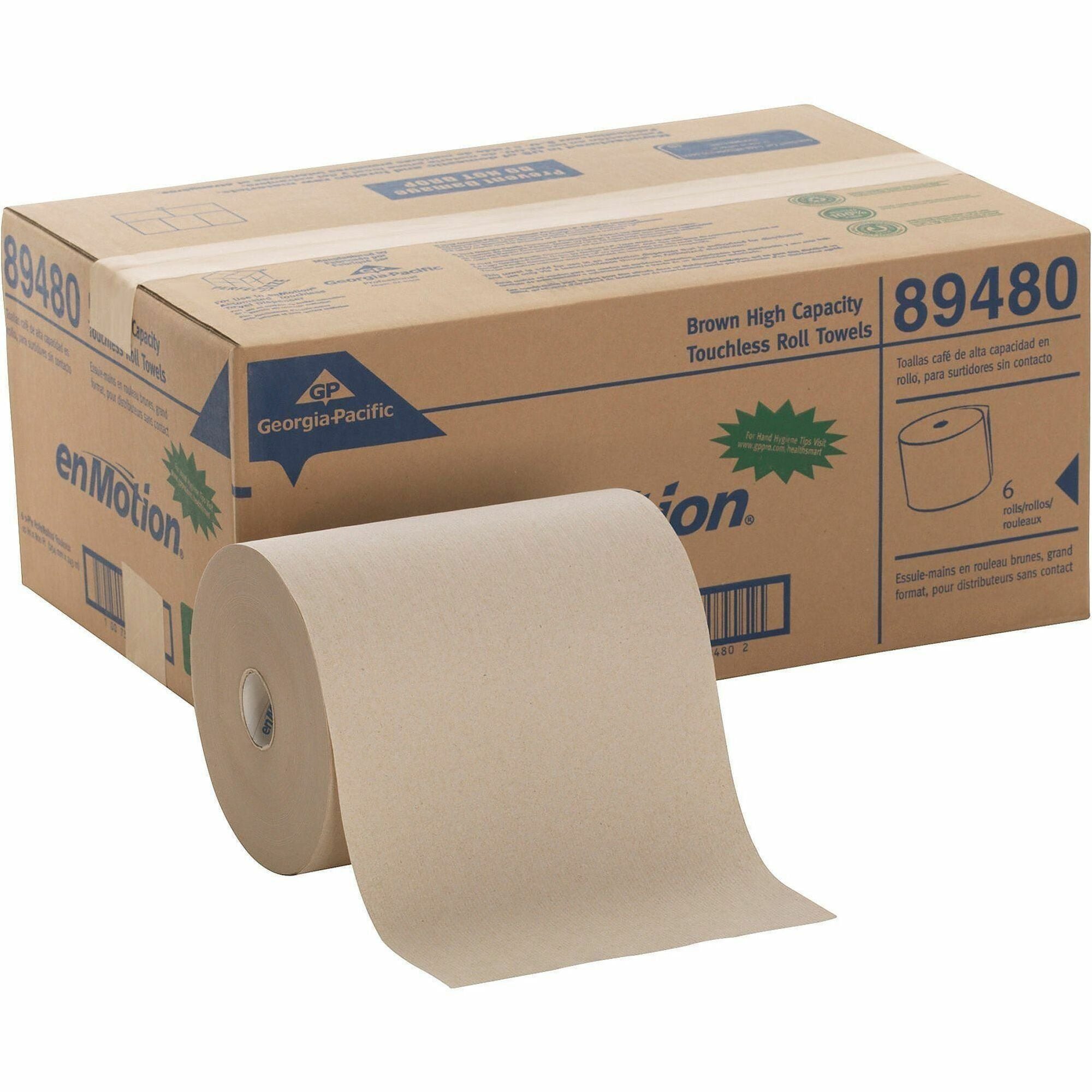enMotion Touchless Roll Kraft Paper Towels - 10" Width x 800 ft Length - Brown - Paper - 6 / Carton