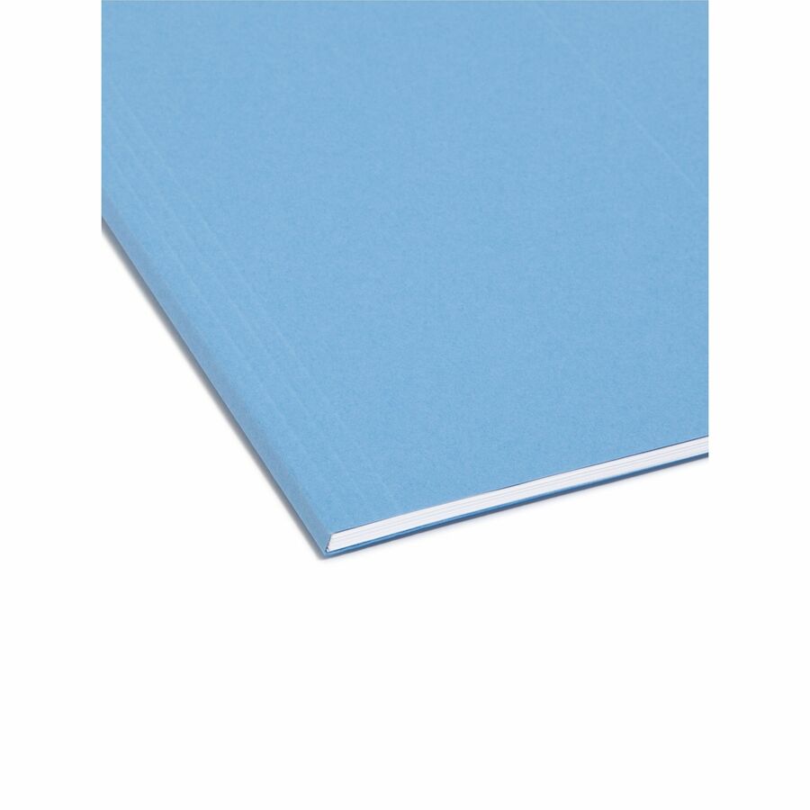 Smead 1/3 Tab Cut Letter Recycled Hanging Folder - 8 1/2" x 11" - Top Tab Location - Assorted Tab Position - 11 pt. - Poly - Blue - 10% Paper Recycled - 25 / Box