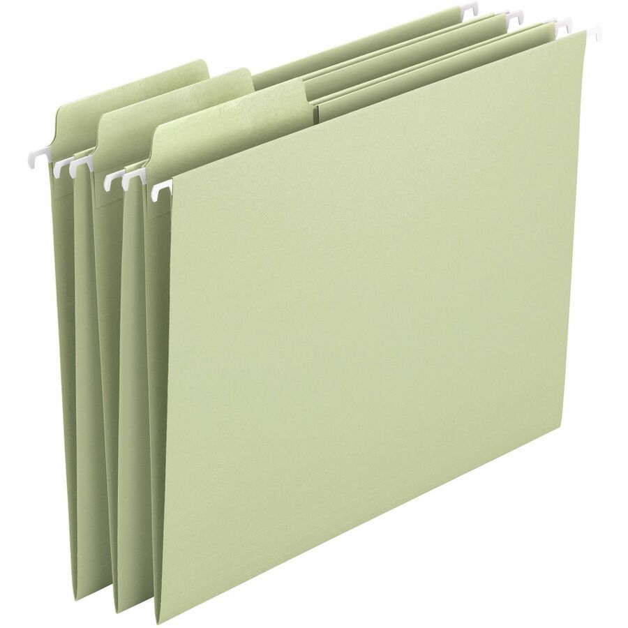 Smead FasTab 1/3 Tab Cut Letter Recycled Hanging Folder - 8 1/2" x 11" - Top Tab Location - Assorted Tab Position - 2 Plys - Moss - 10% Recycled - 20 / Box