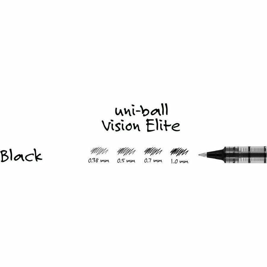 uniball™ Vision Rollerball Pens - 0.7 mm Fine Pen Point - Black Ink - Pigment-based - 1 Dozen