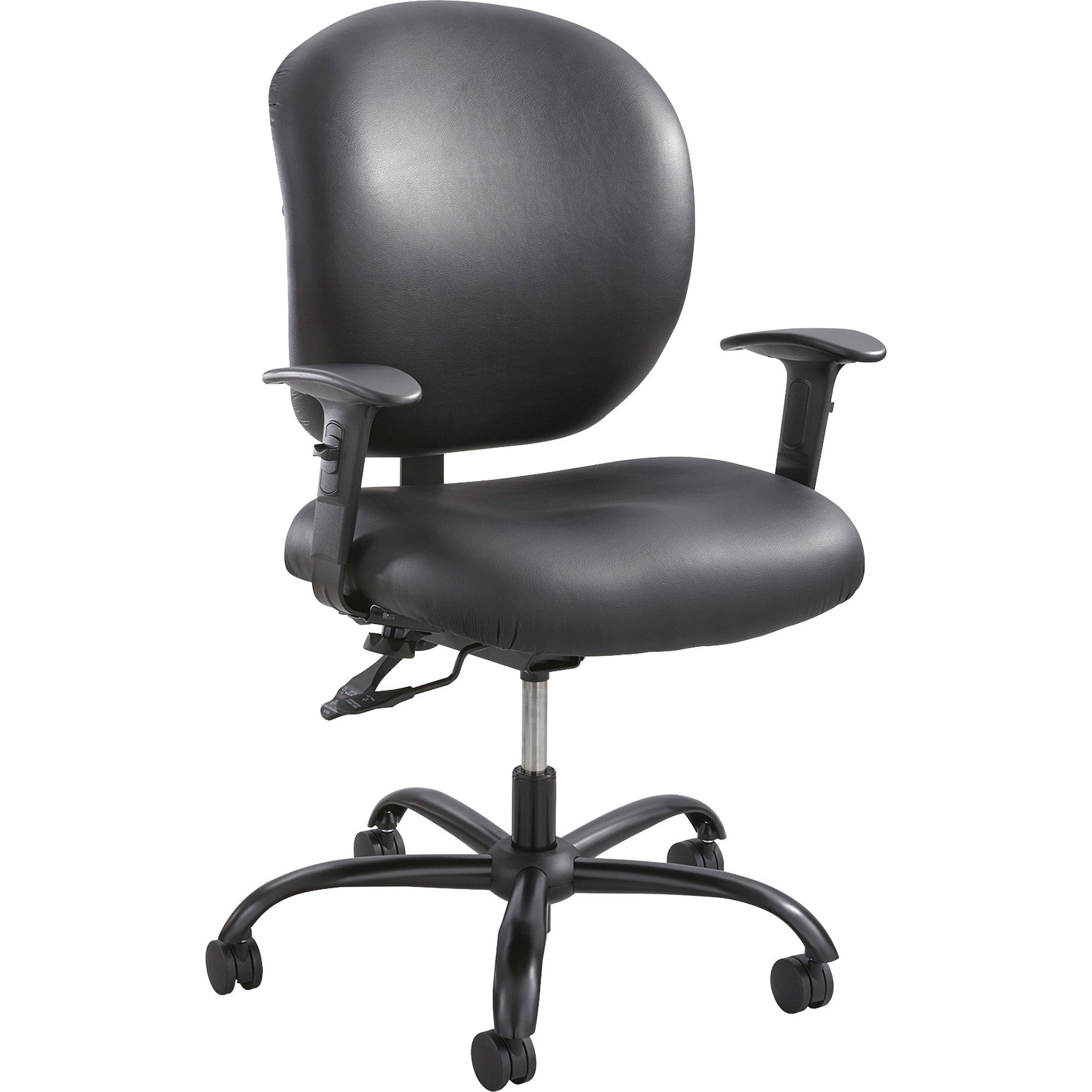 Safco Alday 24/7 Task Chair - Black Seat Color - Polyester Seat Material - Black Back Color - Vinyl Back Material - 5-star Base - Black - 1 Each