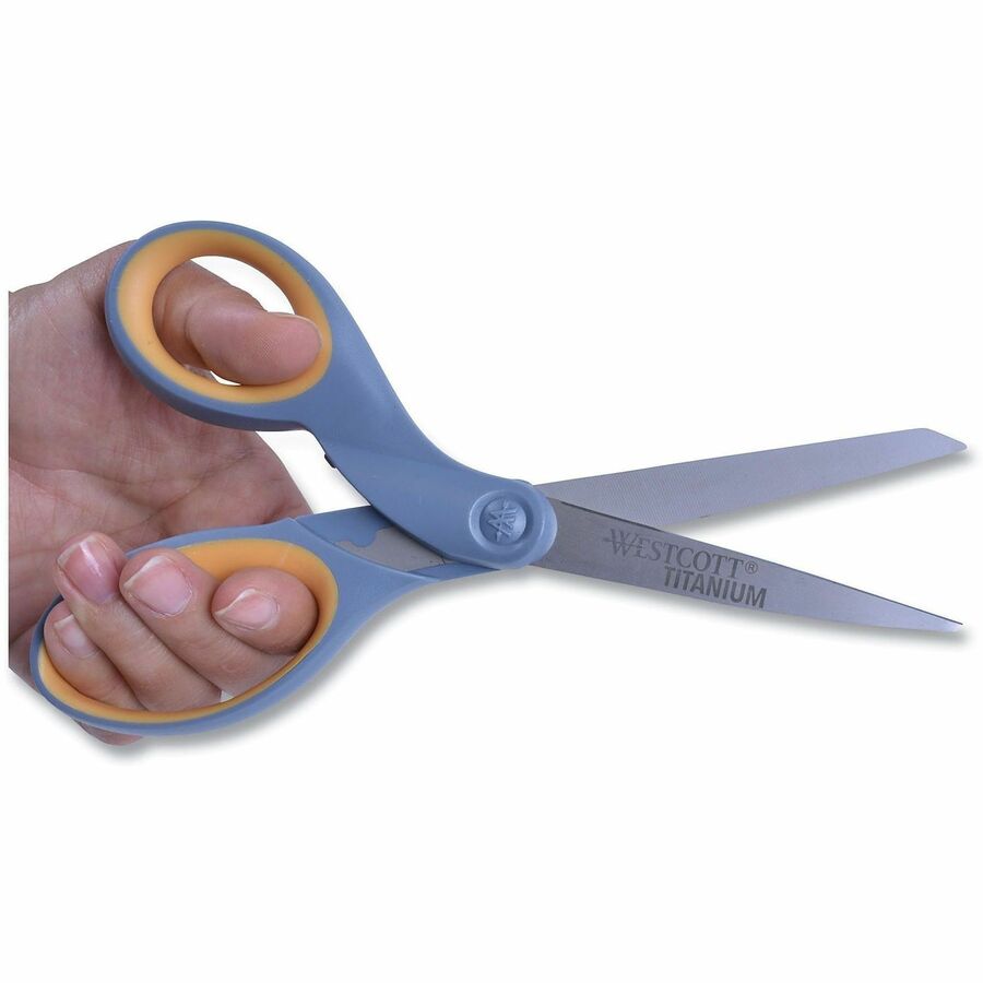Westcott 8" Titanium Bonded Lefty Str Handle Scissors - 8" Overall Length - Straight-left - Stainless Steel - 1 Each