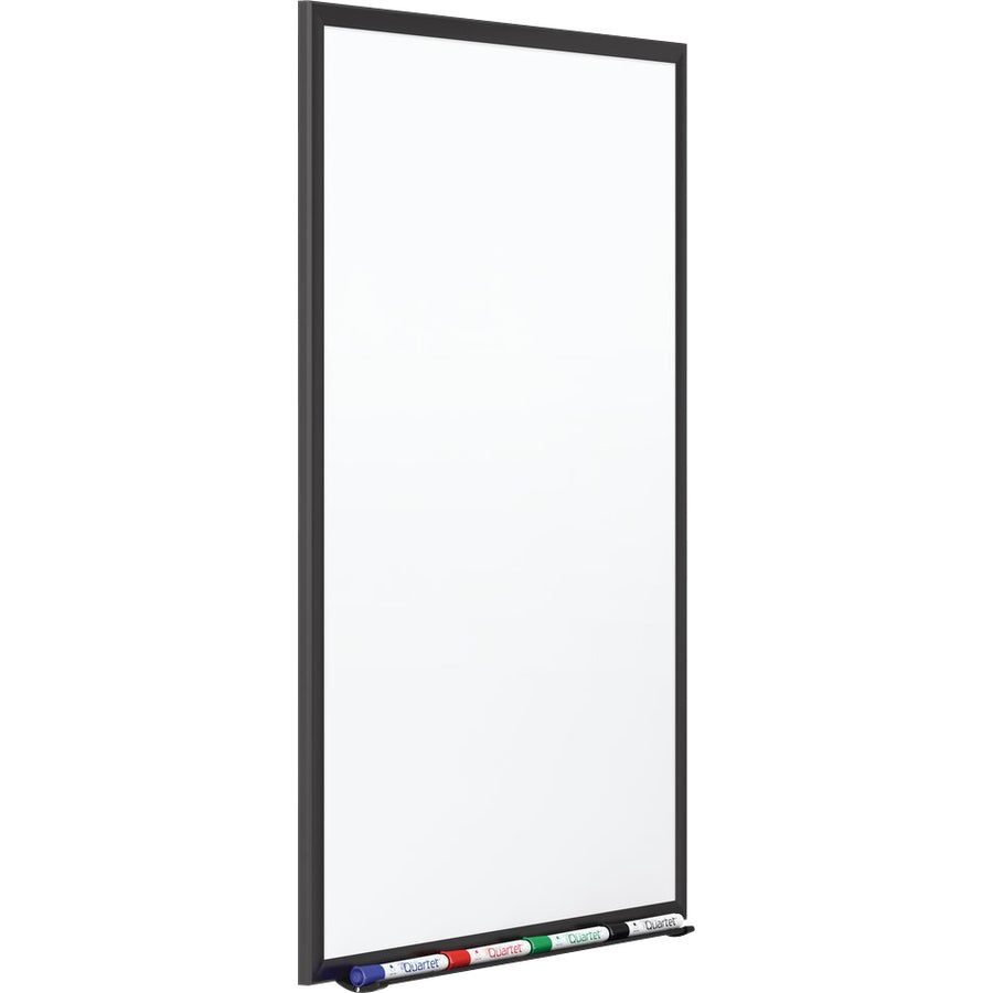 Quartet DuraMax Classic Whiteboard - 96" (8 ft) Width x 48" (4 ft) Height - White Porcelain Surface - Black Aluminum Frame - Rectangle - Horizontal/Vertical - Magnetic - 1 / Each