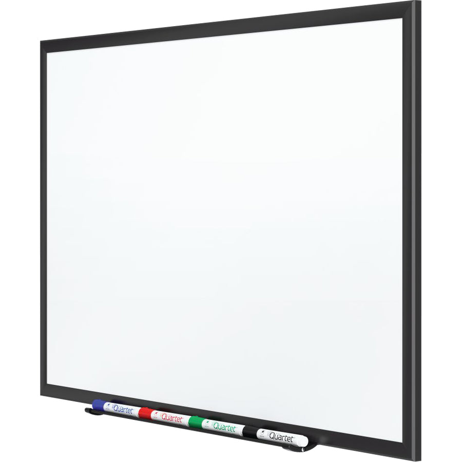 Quartet DuraMax Classic Whiteboard - 96" (8 ft) Width x 48" (4 ft) Height - White Porcelain Surface - Black Aluminum Frame - Rectangle - Horizontal/Vertical - Magnetic - 1 / Each