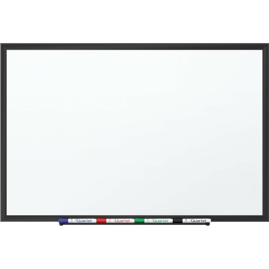 Quartet DuraMax Classic Whiteboard - 96" (8 ft) Width x 48" (4 ft) Height - White Porcelain Surface - Black Aluminum Frame - Rectangle - Horizontal/Vertical - Magnetic - 1 / Each