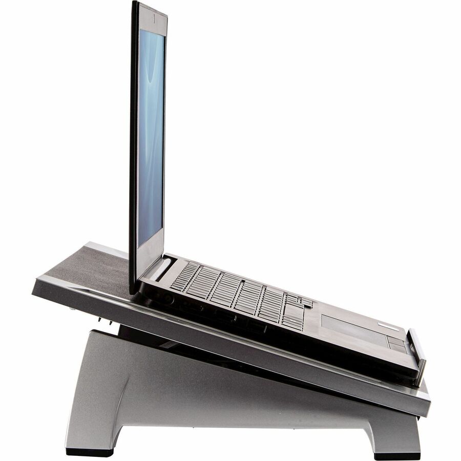 Fellowes Laptop Riser - Up to 17" Screen Support - 10 lb Load Capacity - 6.50" Height x 15.06" Width x 10.50" Depth - Desktop - High Performance Steel (HPS) - Black, Silver - Adjustable Angle, Non-skid, Stackable, Adjustable Tilt, Scratch Resistant, Sc...