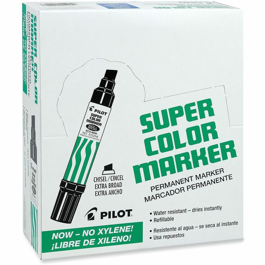 Pilot Super Color Jumbo Refillable Marker - 10 mm Jumbo Chisel Marker Point - Refillable - Blue Ink - 1 Each