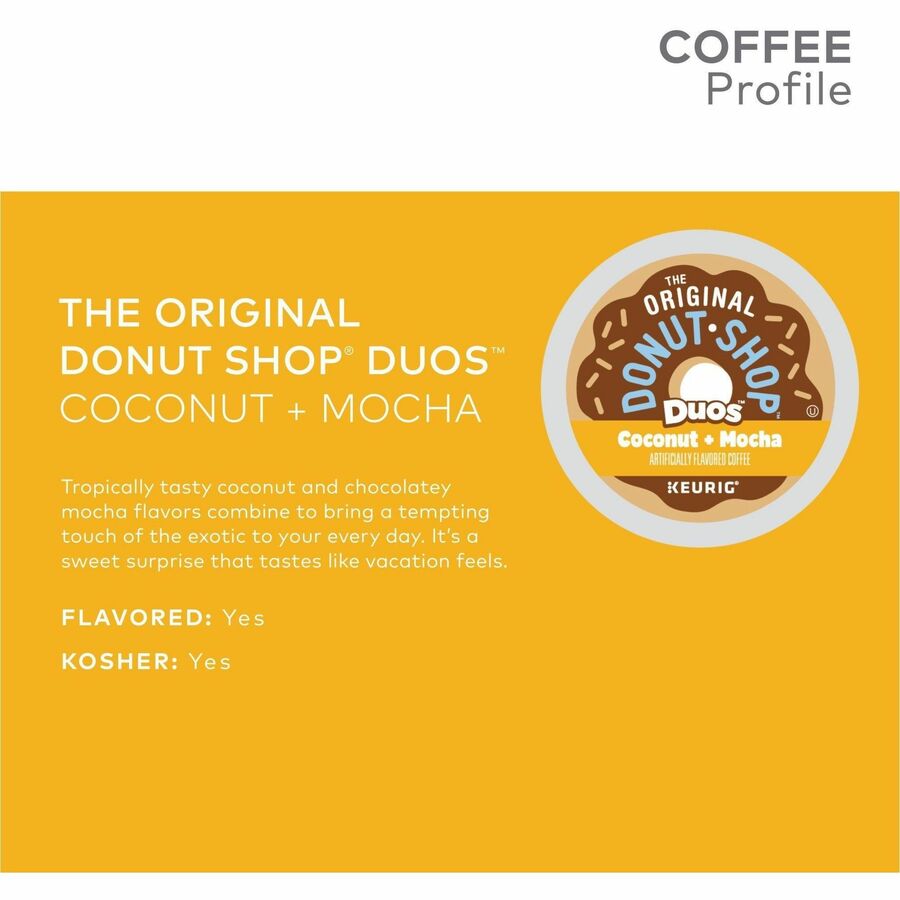 The Original Donut Shop® K-Cup, Pod Coffee - Compatible with Keurig Brewer - Regular - Medium - K-Cup, Pod - Coconut Mocha - Kosher - 24 / Box