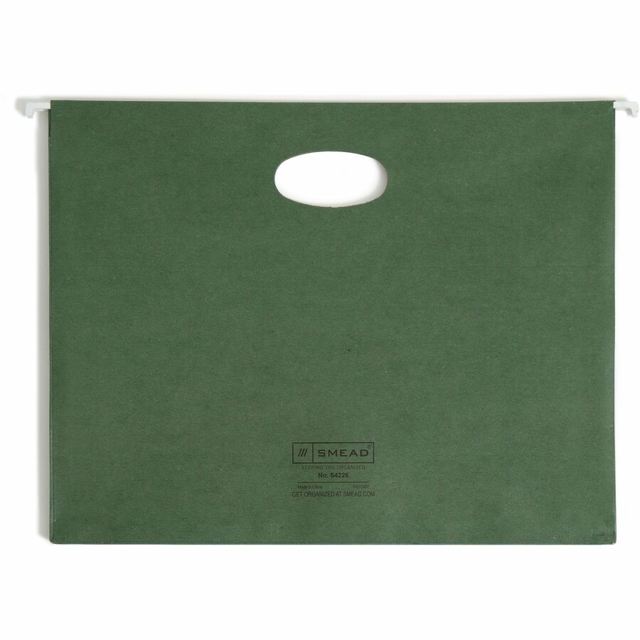 Smead Letter Recycled Hanging Folder - 8 1/2" x 11" - 3 1/2" Expansion - 11 pt. - Standard Green - Preprinted, Reinforced Gusset, Eco-friendly, Gusset, Die-cut, Archival-safe, Acid-free - 10 / Box