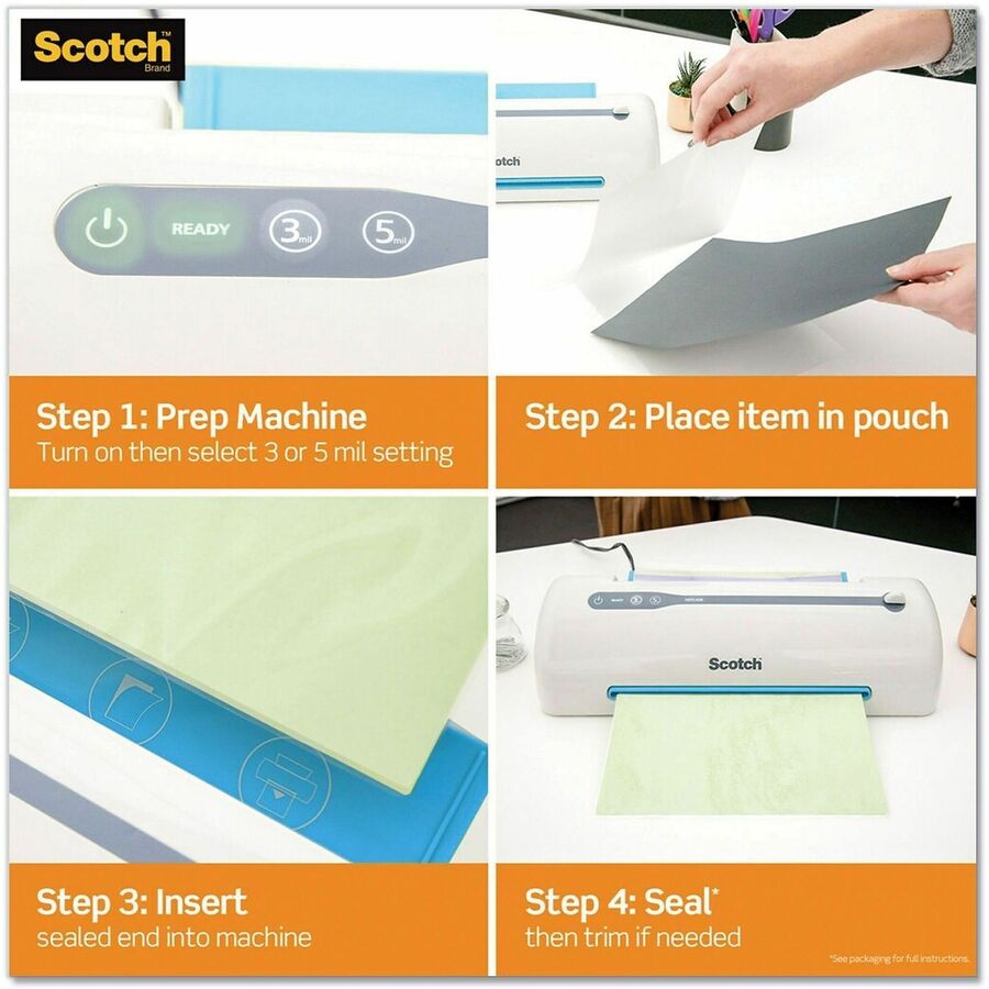 Scotch Thermal Laminating Pouches - Laminating Pouch/Sheet Size: 2.30" Width x 3.70" Length x 5 mil Thickness - Glossy - for Business Card, Photo, Document, Lists, Coupon, Punch Card - Double Sided, Moisture Resistant, Photo-safe - Clear - 100 / Pack