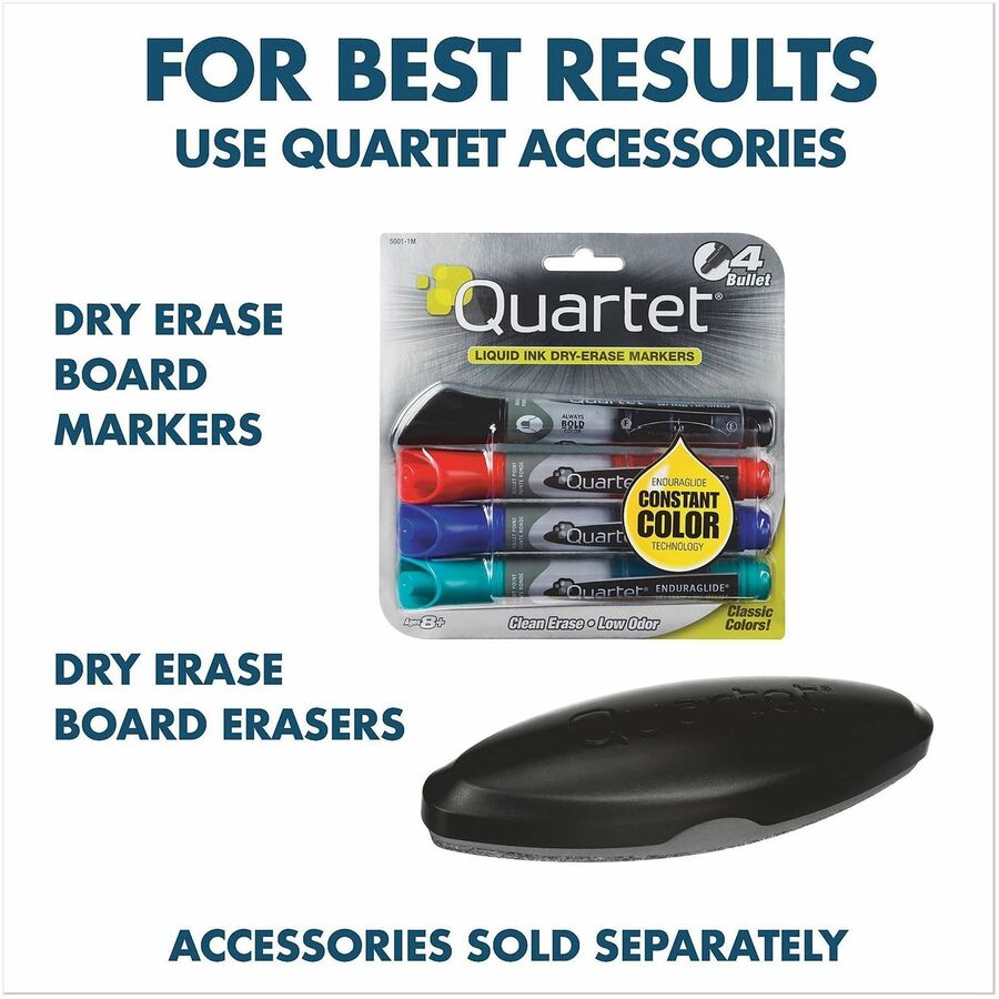 Quartet DuraMax Classic Whiteboard - 60" (5 ft) Width x 36" (3 ft) Height - White Porcelain Surface - Black Aluminum Frame - Rectangle - Horizontal/Vertical - Magnetic - 1 / Each