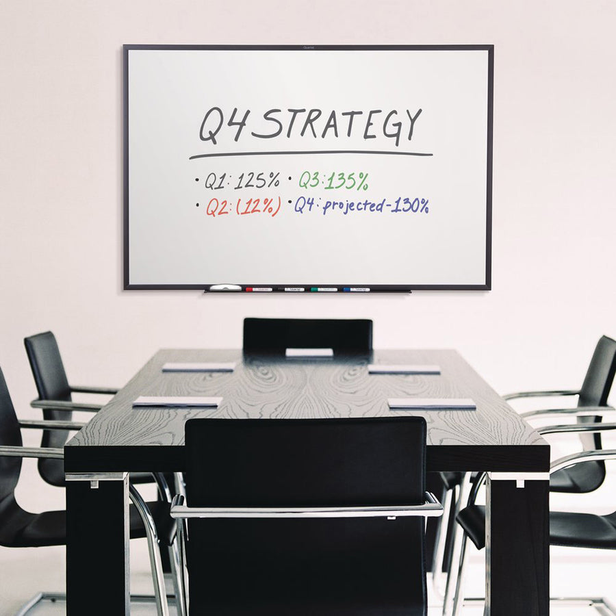 Quartet DuraMax Classic Whiteboard - 60" (5 ft) Width x 36" (3 ft) Height - White Porcelain Surface - Black Aluminum Frame - Rectangle - Horizontal/Vertical - Magnetic - 1 / Each