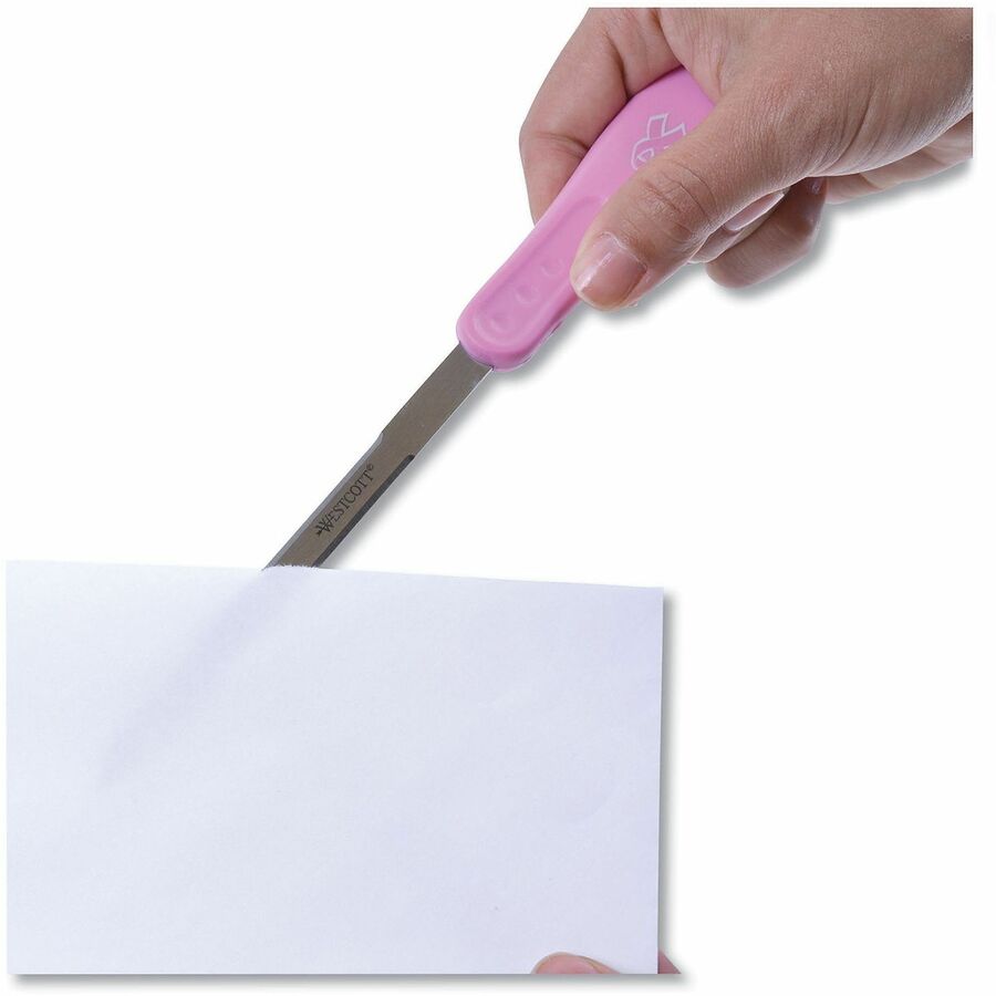 Westcott Pink Ribbon 9" Letter Opener - Stainless Steel Blade - Plastic Handle - Pink - 1 Each