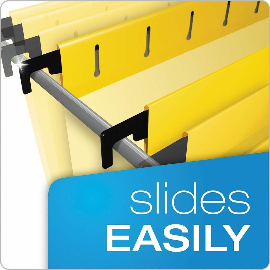 Pendaflex SureHook 1/5 Tab Cut Legal Hanging Folder - 8 1/2" x 14" - 3/4" Expansion - Yellow - Built-in Tension Spring, Reinforced Top, Sturdy, Durable, Acid-free, Reinforced Bottom - 20 / Box