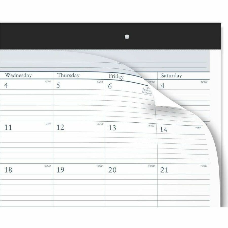 At-A-Glance Classic Monthly Desk Pad - Standard - Julian Dates - Daily, Monthly - 12 Month - January 2026 to December 2026 - 1 Day Single Page Layout - 21 3/4" x 17" Sheet Size - White Sheet - 2.37" x 2.87" Block - Headband - Desk Pad - Black, White - ...