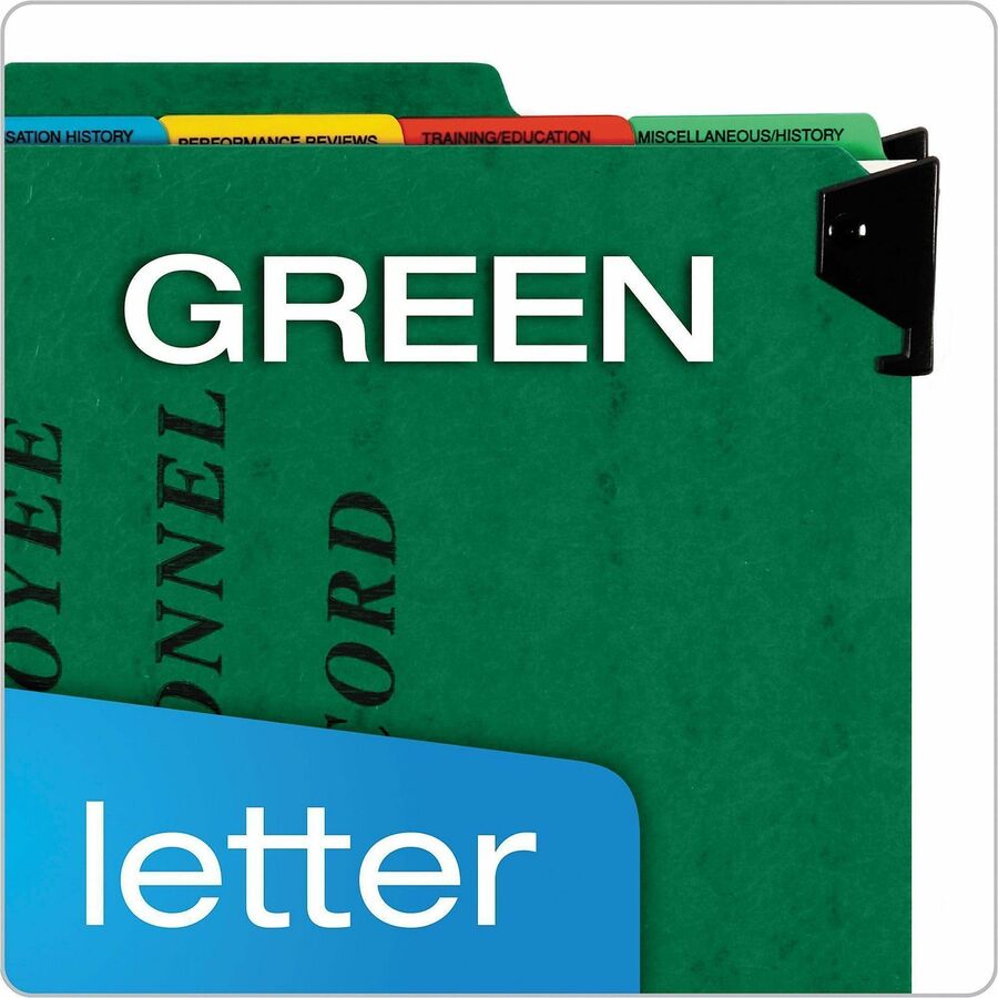 Pendaflex 1/3 Tab Cut Letter Hanging Folder - 8 1/2" x 11" - 2" Expansion - 1" Fastener Capacity - Top Tab Location - 5 Divider(s) - Green - Moisture Resistant, Reinforced Gusset, Durable, Reinforced Tab, Rip Proof, Moisture Resistant, Smudge Resistant...