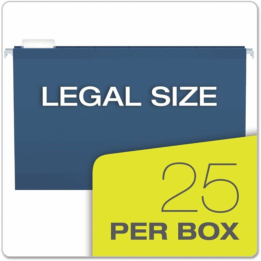 Pendaflex 1/5 Tab Cut Legal Hanging Folder - 8 1/2" x 14" - Internal Pocket(s) - 11 pt. - Navy - Reinforced, Tear Resistant, Durable - 25 / Box