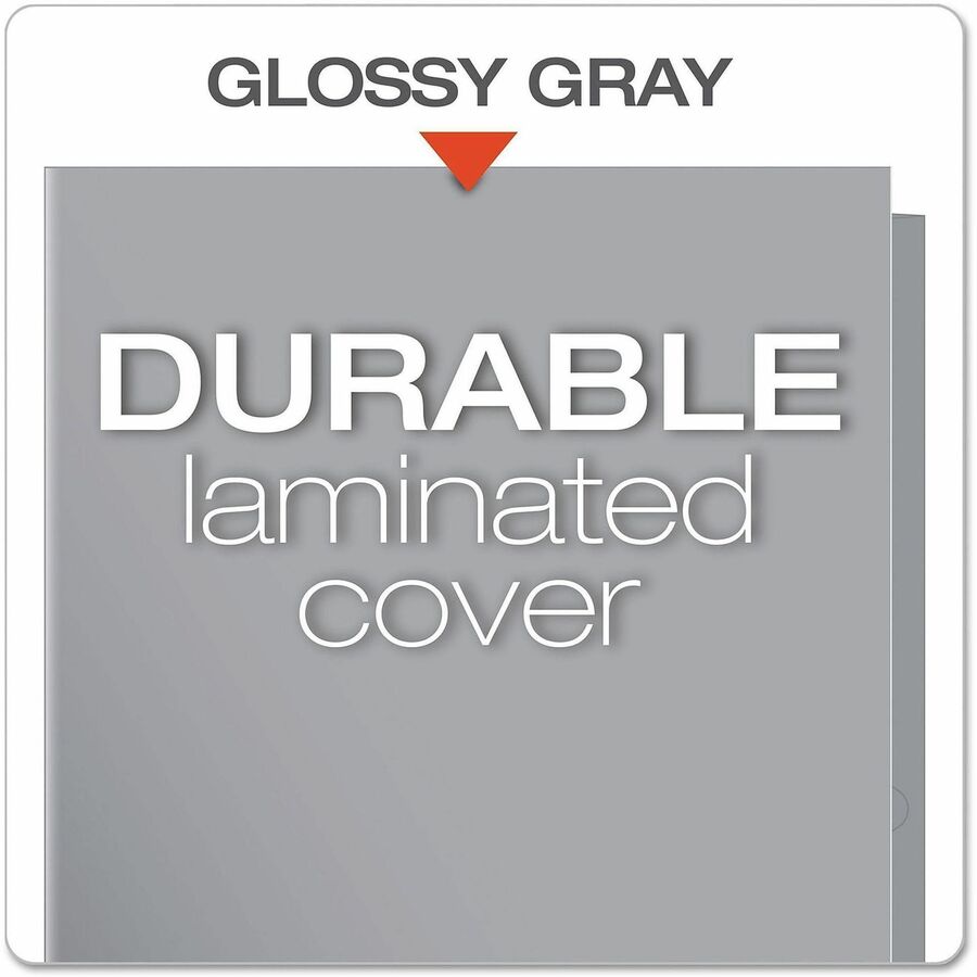 Oxford Showfolio Letter Pocket Folder - 8 1/2" x 11" - 100 Sheets Capacity - 2 Internal Pocket(s) - Gray - Die-cut, High Gloss, Laminated, CD Holder, Soil Resistant, Moisture Resistant - 25 / Box