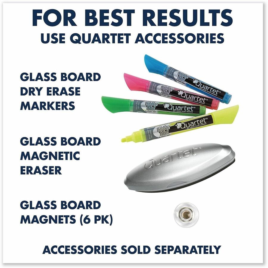 Quartet Infinity™ Glass Magnetic Dry-Erase Board - 36" (3 ft) Width x 24" (2 ft) Height - Black Tempered Glass Surface - Black Frame - Horizontal/Vertical - Magnetic - 1 / Each