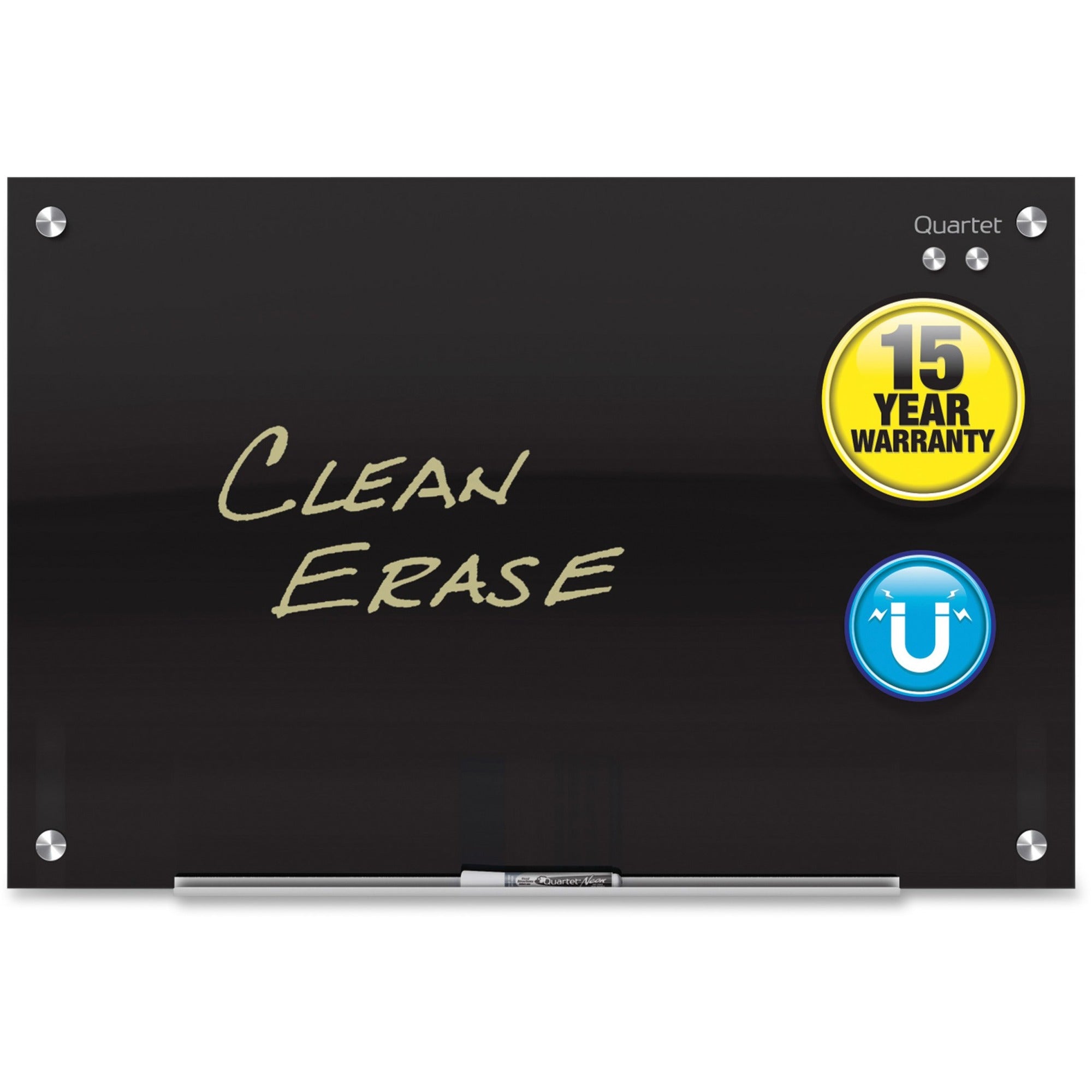 Quartet Infinity™ Glass Magnetic Dry-Erase Board - 48" (4 ft) Width x 36" (3 ft) Height - Black Tempered Glass Surface - Black Frame - Horizontal/Vertical - Magnetic - Frameless, Dent Resistant, Non-absorbent, Stain Resistant, Ghost Resistant, Sc...