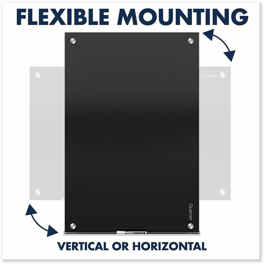 Quartet Infinity™ Glass Magnetic Dry-Erase Board - 72" (6 ft) Width x 48" (4 ft) Height - Black Tempered Glass Surface - Black Frame - Horizontal/Vertical - Magnetic - 1 / Each