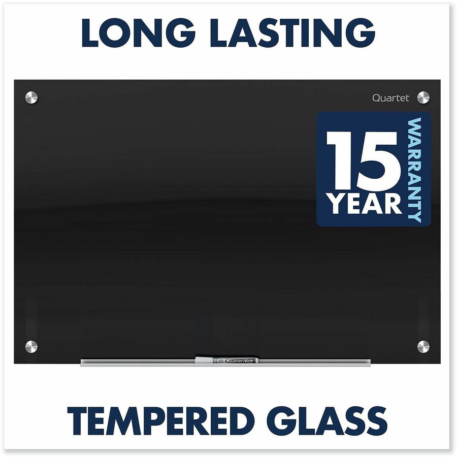 Quartet Infinity™ Glass Magnetic Dry-Erase Board - 72" (6 ft) Width x 48" (4 ft) Height - Black Tempered Glass Surface - Black Frame - Horizontal/Vertical - Magnetic - 1 / Each