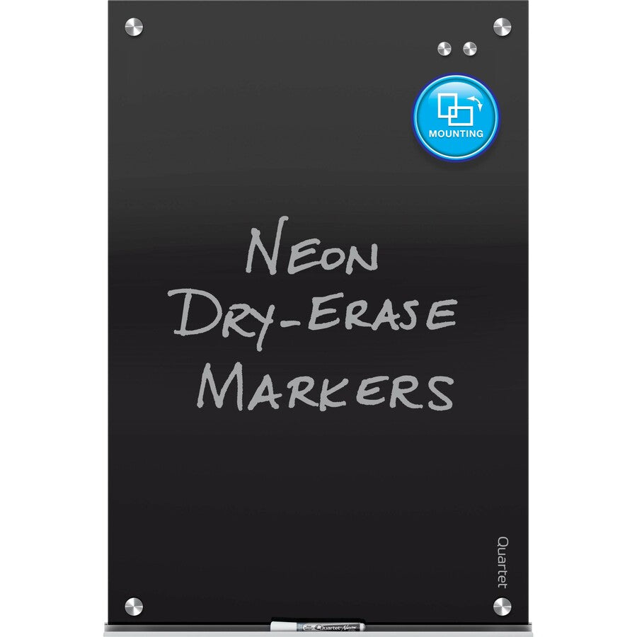 Quartet Infinity™ Glass Magnetic Dry-Erase Board - 72" (6 ft) Width x 48" (4 ft) Height - Black Tempered Glass Surface - Black Frame - Horizontal/Vertical - Magnetic - 1 / Each