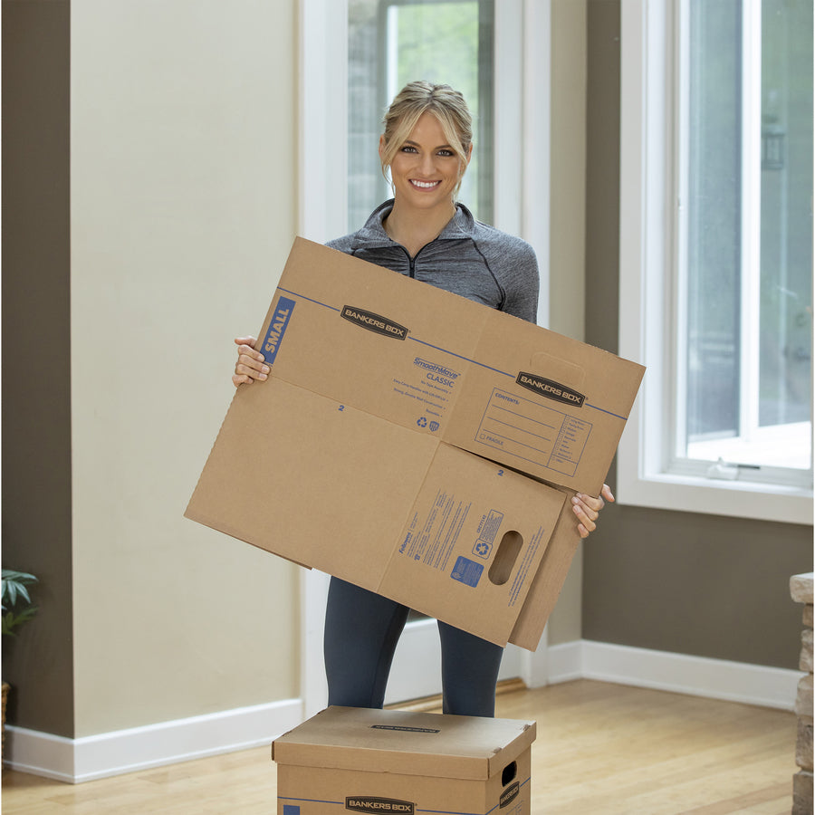 Bankers Box SmoothMove Classic Moving Boxes, Small 15pk - Internal Dimensions: 12" Width x 15" Depth x 10" Height - External Dimensions: 12.5" Width x 16.3" Depth x 10.5" Height - Lift-off Closure - Corrugated Cardboard - Kraft - Recycled - 15 Pack