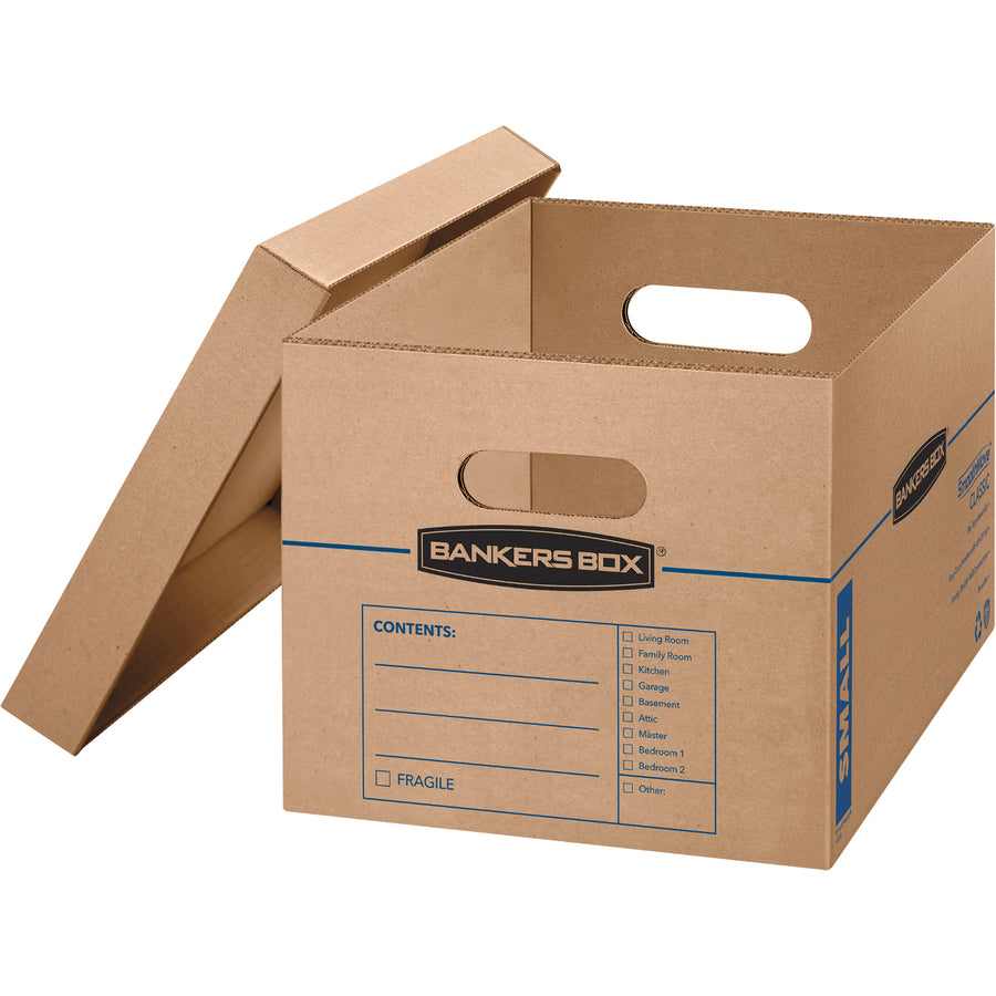 Bankers Box SmoothMove Classic Moving Boxes, Small 15pk - Internal Dimensions: 12" Width x 15" Depth x 10" Height - External Dimensions: 12.5" Width x 16.3" Depth x 10.5" Height - Lift-off Closure - Corrugated Cardboard - Kraft - Recycled - 15 Pack