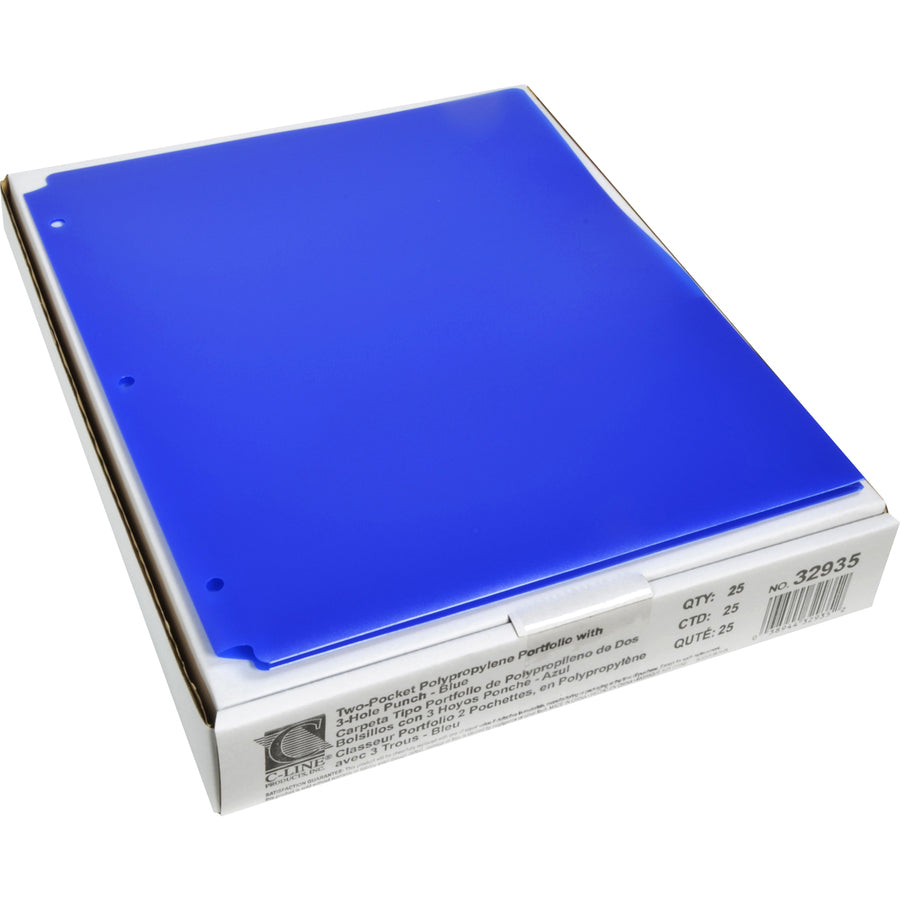C-Line Letter Pocket Folder - 8 1/2" x 11" - 2 Pocket(s) - Blue - Heavyweight - 25 / Box