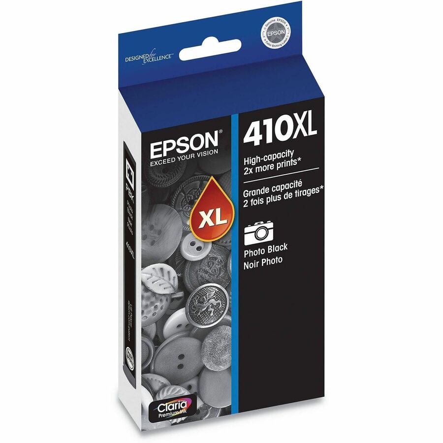 Epson Claria Premium 410XL Original High Yield Inkjet Ink Cartridge - Photo Black - 1 Pack - 500 Pages